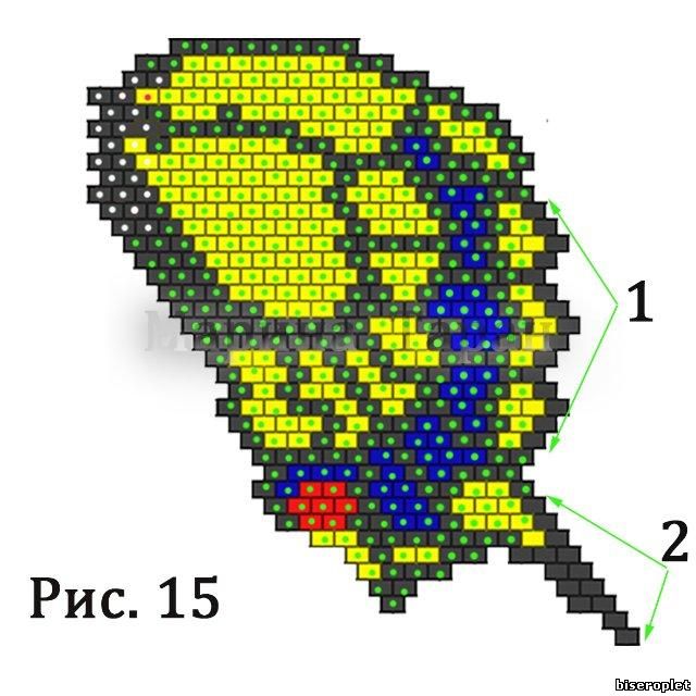 Схема плетения крыла Махаона из бисера