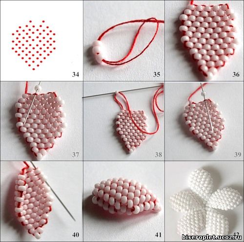 Схема плетения фуксии из бисера